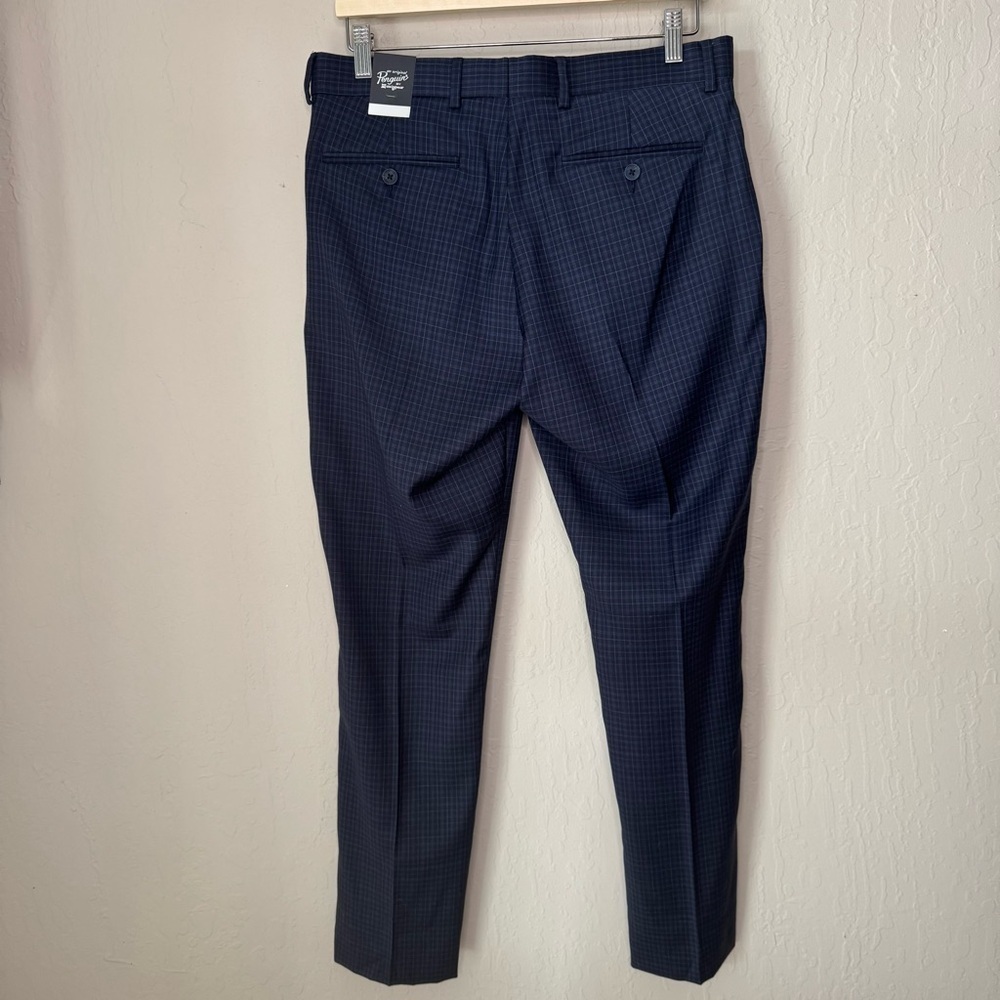 NWT Original Penguin Wool Navy Blue Plaid Slim Dress Pants Size 32W x 30L - Picture 13 of 13